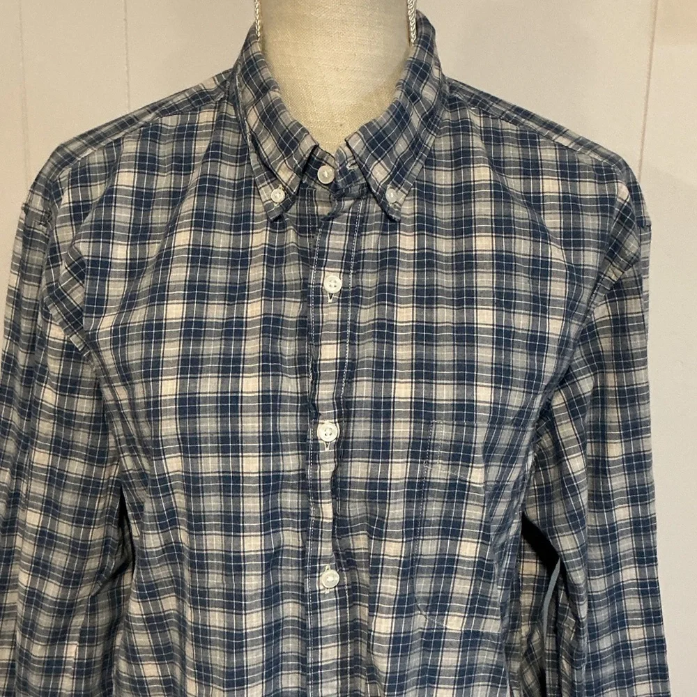 J. Crew Blue and White Checkered Men's Shirt